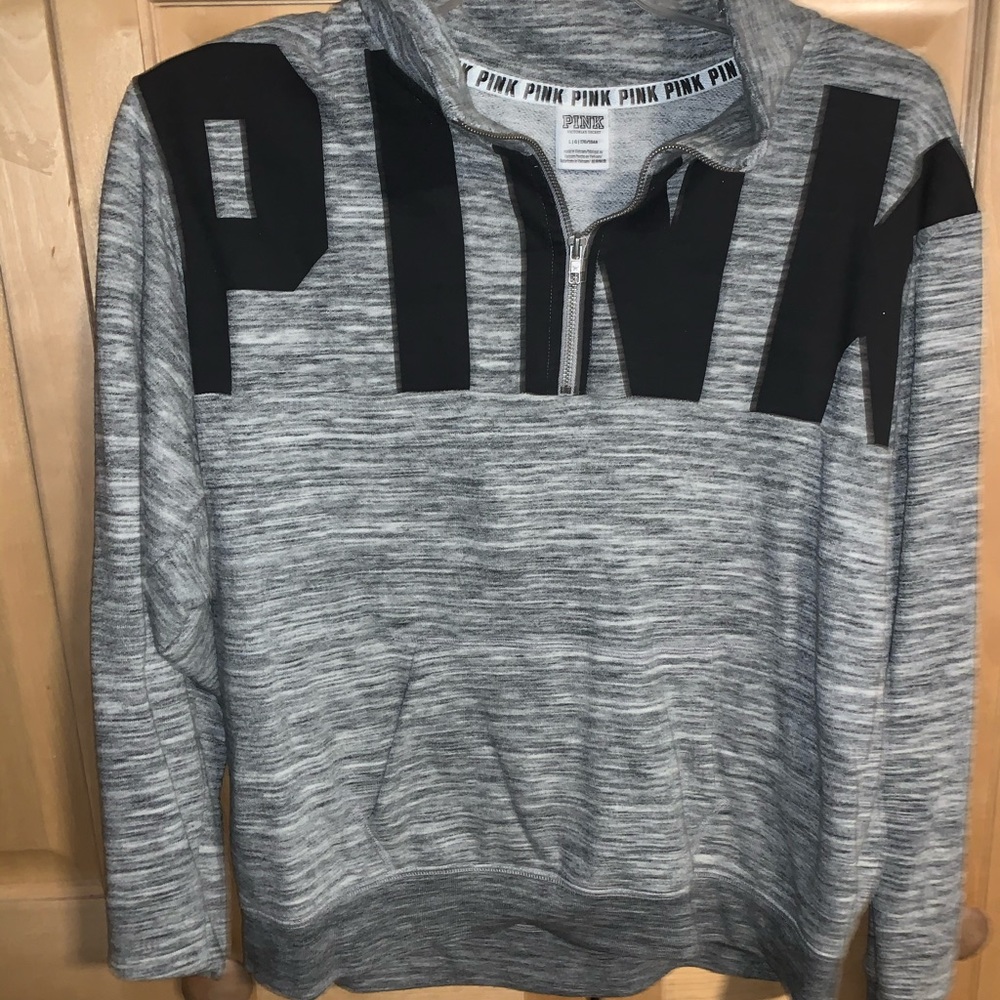 PERFECT condition PINK heather grey half zip
